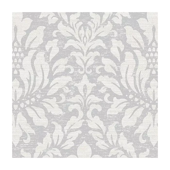 Stitched Damask Wallpaper Grey, Beige, Metallic Silver Norwall Wallcovering SD36143