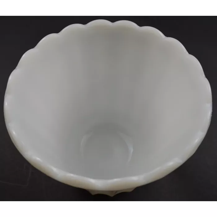 Vintage Fluted Milk Glass Scalloped Edge Planter - 5.25" Tall