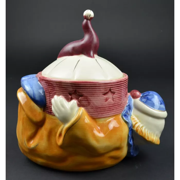 Ceramic Clown Cookie Jar - Reproduction Of Original Shawnee Pottery - 8.75" Tall