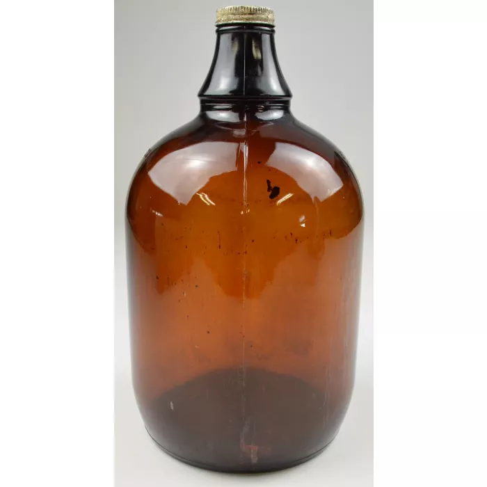 Vintage One Gallon Brown Glass Handled Jug With Lid - No. B1175- 11.75" Tall