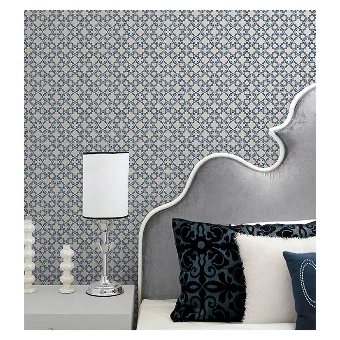 Velvet Mini Wallpaper Metallic Silver, Blue Norwall Wallcovering CS35618