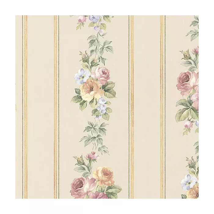 Small Rose Stripe Wallpaper Beige, Pink, Yellow, Light Blue Norwall Wallcovering CN24640