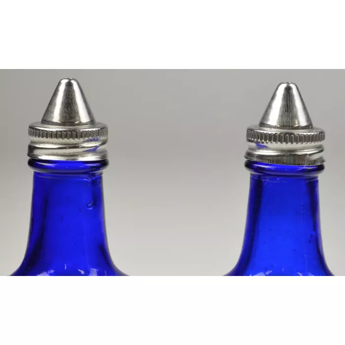 Glass Cobalt Blue Oil & Vinegar Set - 6" Tall
