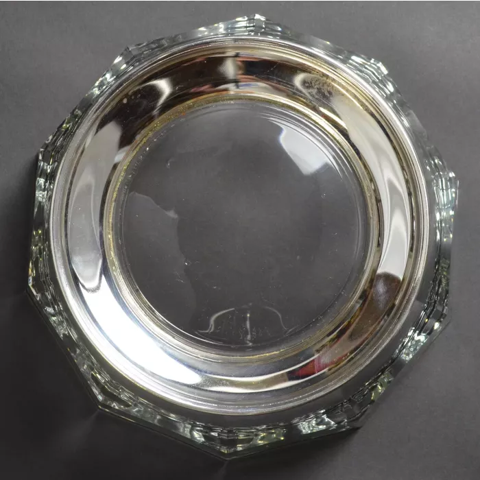 Clear Glass Panel Pattern Bowl With Silver Plated Base - Marked Italy 54