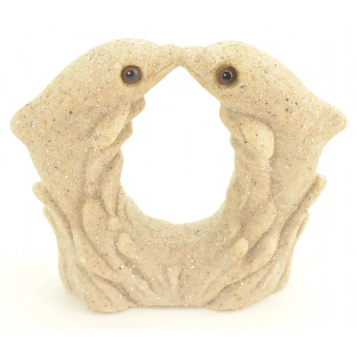 Mr. Sandman Sand Sculpture Figurine - Kissing Dolphins Dol14 - 2 5/8" Tall