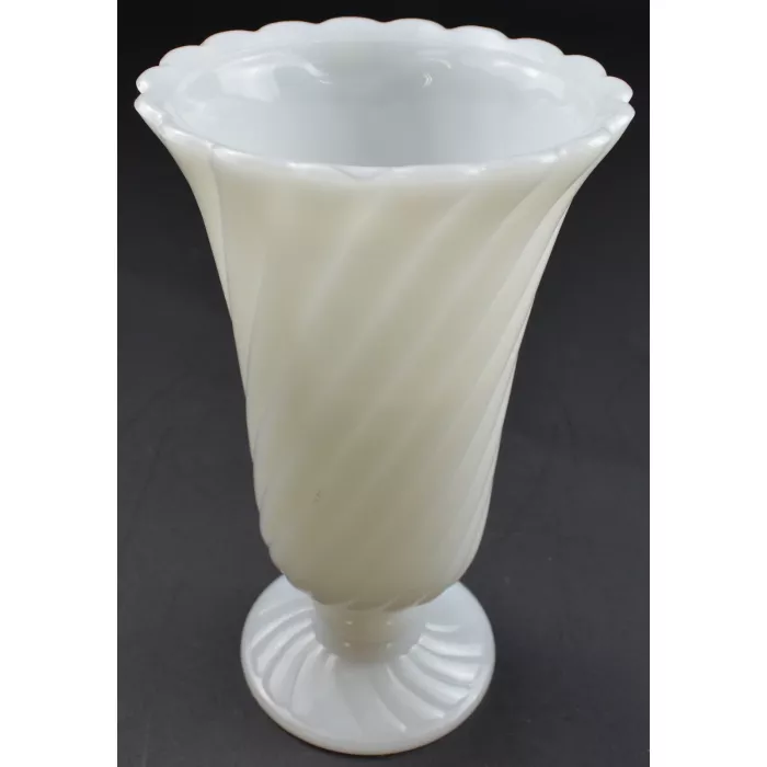 Milk Glass Fluted Scalloped Flower Vase - 9" Tall