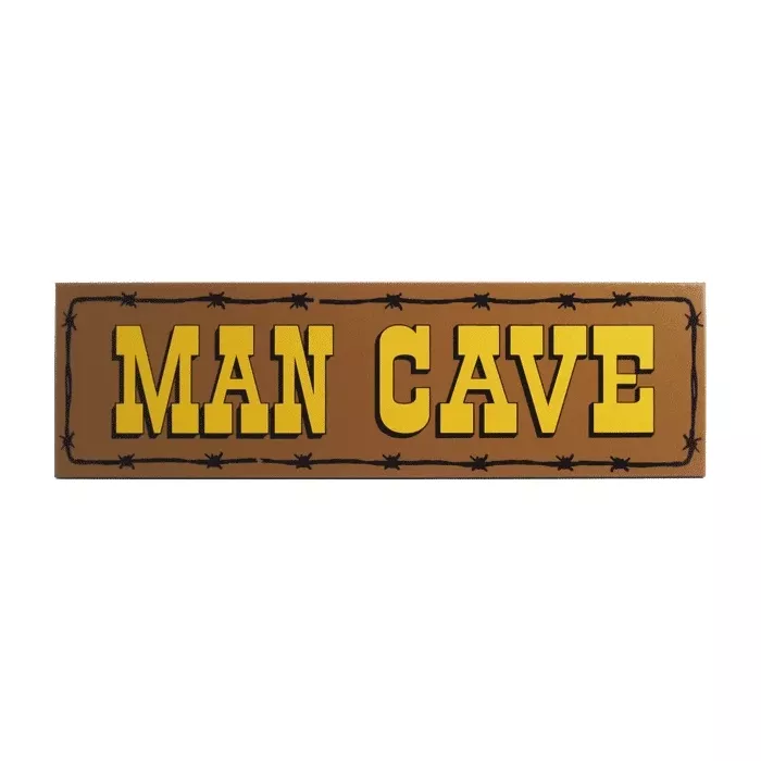 Man Cave Wooden Sign - Barbwire