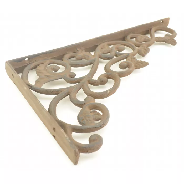 Wall Shelf Bracket - Ornate Leaf Pattern - Cast Iron - 12.5"