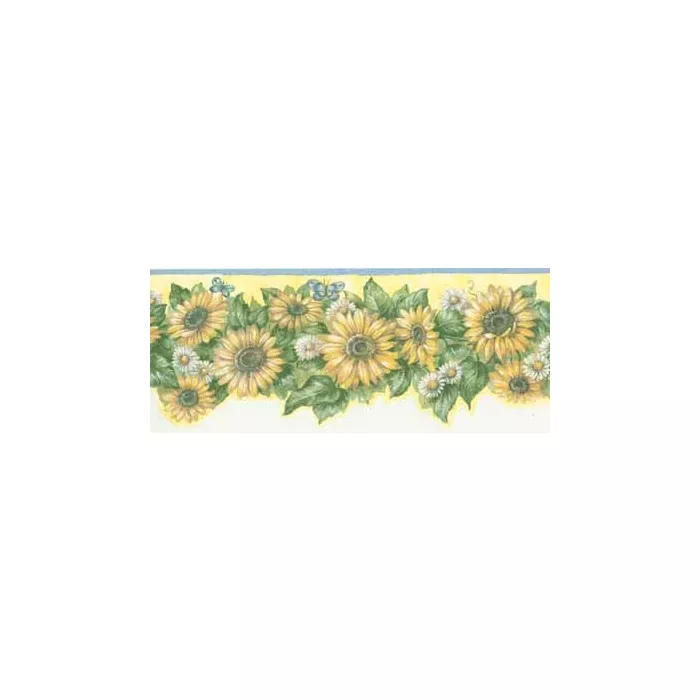 Sunflower and Daisy Yellow Wallpaper Border