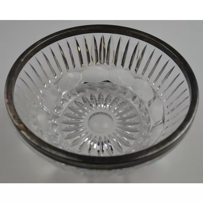 Crystal Bowl With Silver Plated Rim - 8.5" Round