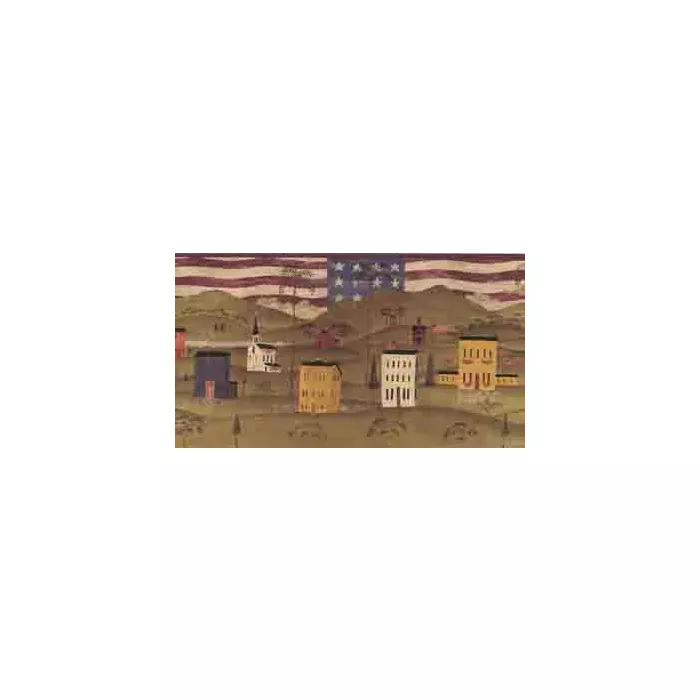 Patriotic Colonial Houses Wallpaper Border