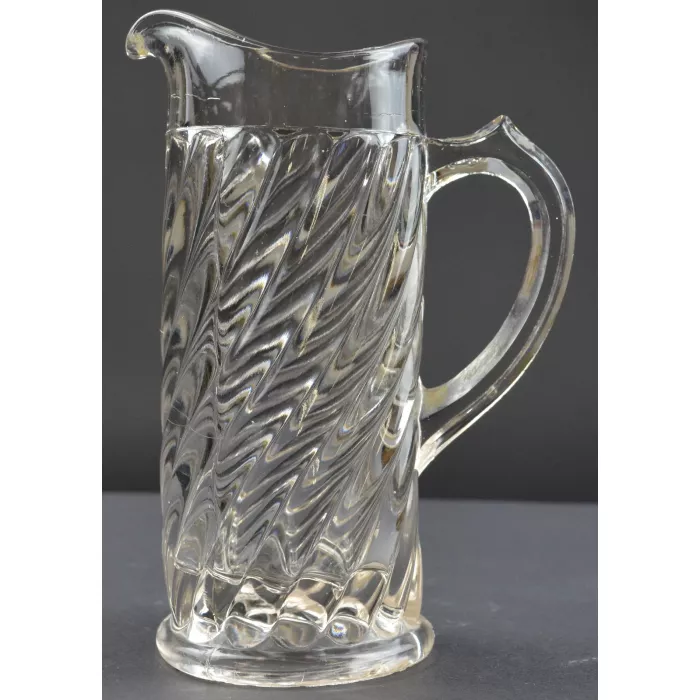 Vintage Clear Swirl Pattern Creamer Pitcher - 5.5" Tall