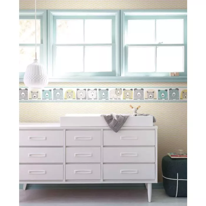 DwellStudio Baby & Kids Bears Wallpaper Border - Black Yellow Blue 