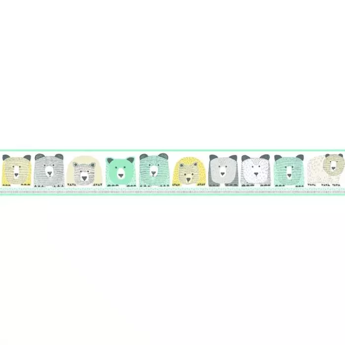 DwellStudio Baby & Kids Bears Wallpaper Border - Black Yellow Blue 