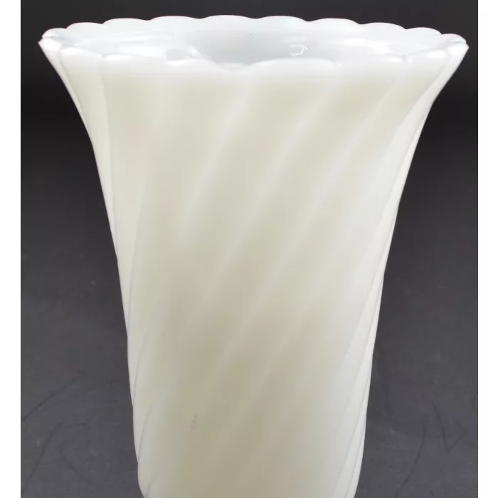 Milk Glass Fluted Scalloped Flower Vase - 9" Tall