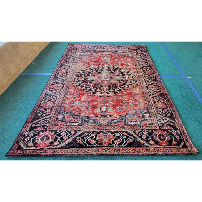 Imarnie Oriental Red/Black Area Rug - Rectangle 6ft7in x 9ft