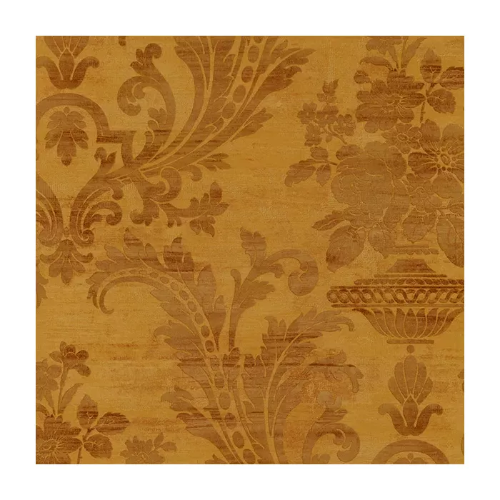 Sari Damask Wallpaper Metallic Gold, Brown Norwall Wallcovering SM30355