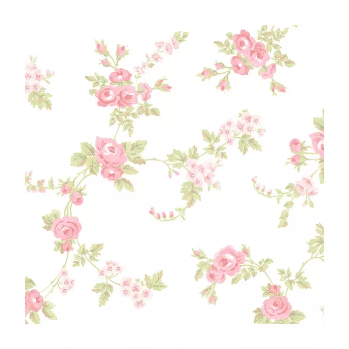 Chic Rose Wallpaper Pink, Light Green Norwall Wallcovering AB27658