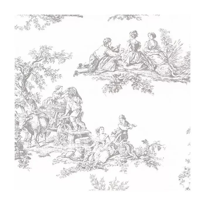 Romantic Toile Wallpaper Light Grey Norwall Wallcovering CH28245