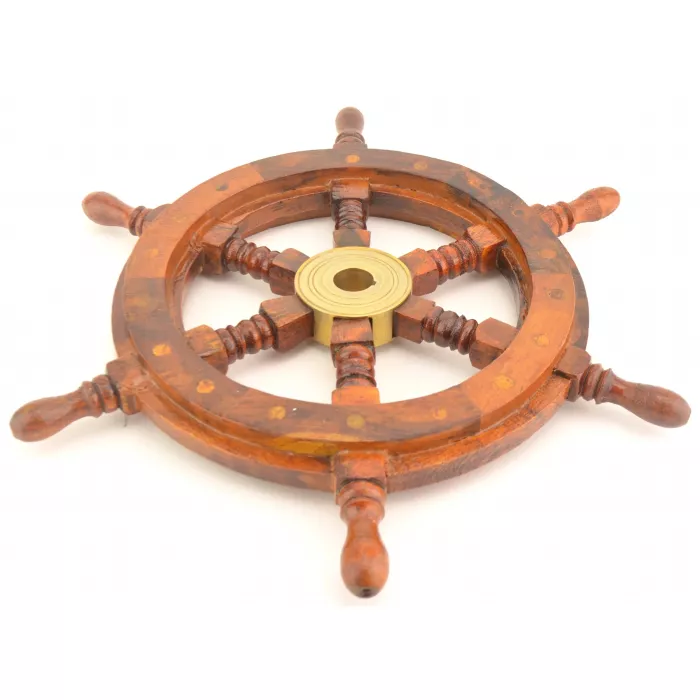 Decorative Wall Hanging - Wooden Ship Wheel - 12 3/4" Wide