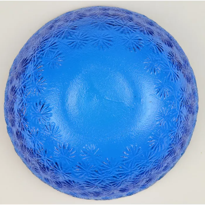 Blue Glass Decorative Bowl - Snowflake Pattern - 9.75" Wide