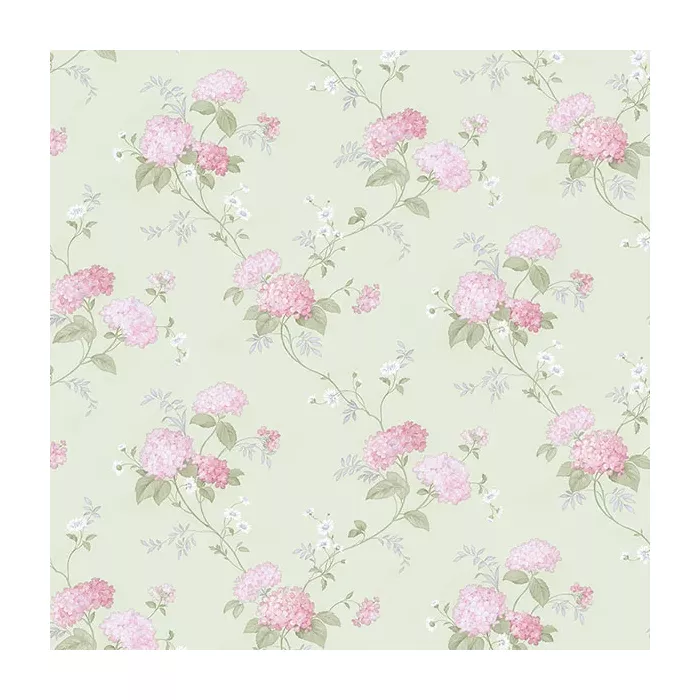 Mini Hydrangea Trail Wallpaper Green, Pink, Purple Norwall Wallcovering PR33860