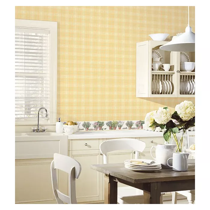 Chic Plaid Wallpaper Yellow, Green Norwall Wallcovering KV27422