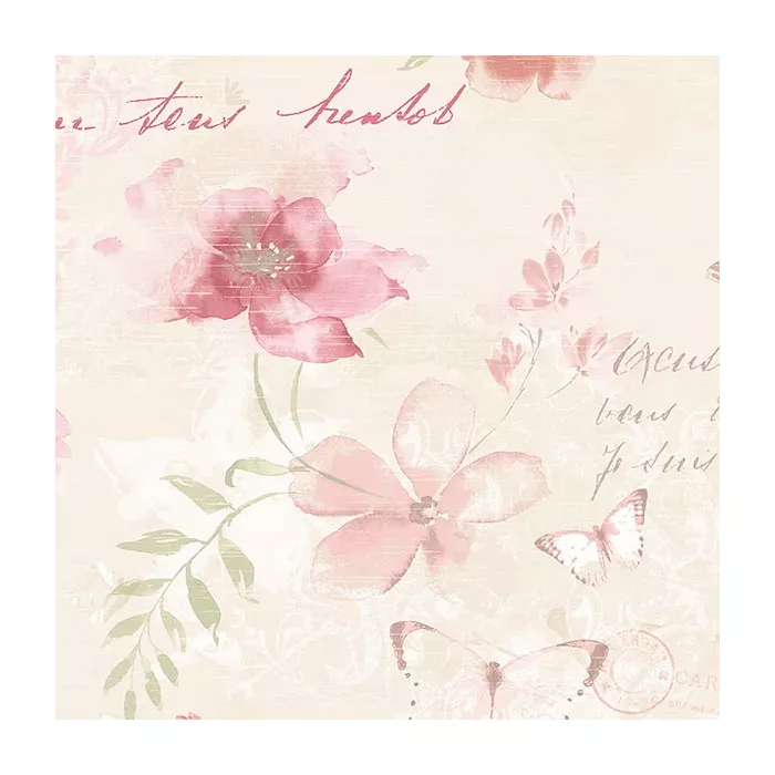 Memento Wallpaper Pink, Green, Cream Norwall Wallcovering AB42431