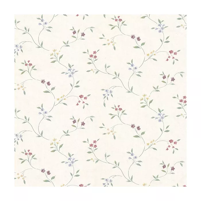Small Floral Trail Wallpaper Cream, Yellow, Red, Blue, Green Norwall Wallcovering PR33802