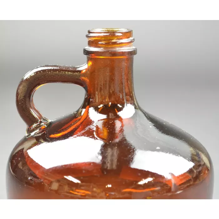 Vintage Brown Glass 25 Oz. Pharmacy Medicine Bottle With Handle  - 6.375" Tall