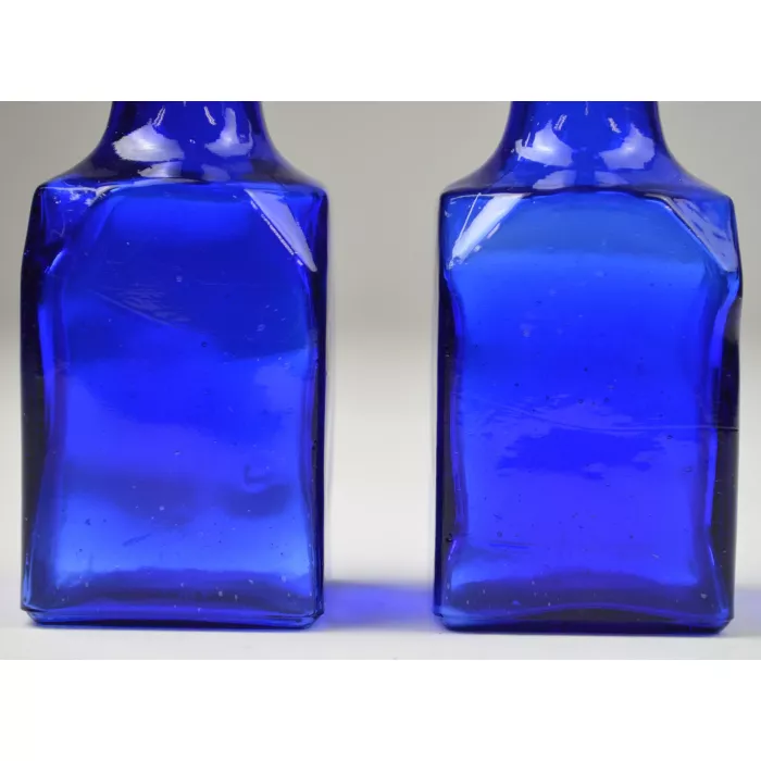 Glass Cobalt Blue Oil & Vinegar Set - 6" Tall