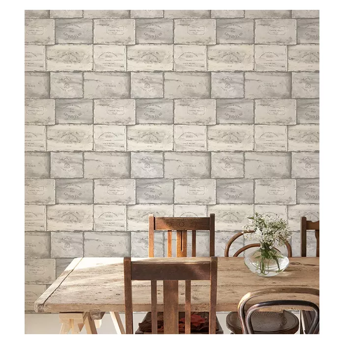 Wine Crates Wallpaper Grey, Ivory Norwall Wallcovering CK36612