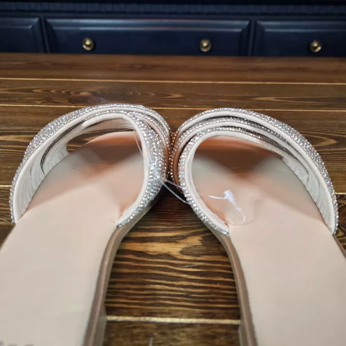 Women's Felicia Rhinestone Slide Sandals Silver SZ 7