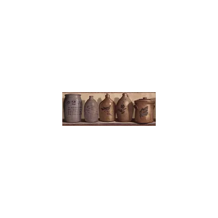 Burgundy Primitive Jugs Wallpaper Border