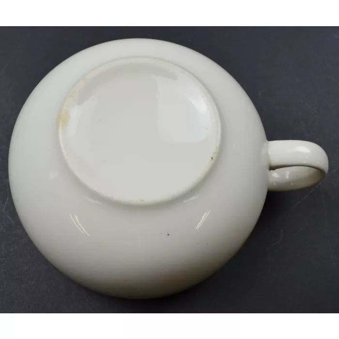 White Pottery Handled Soup Bowl / Mug - Mother & Father - 4.75" Wide
