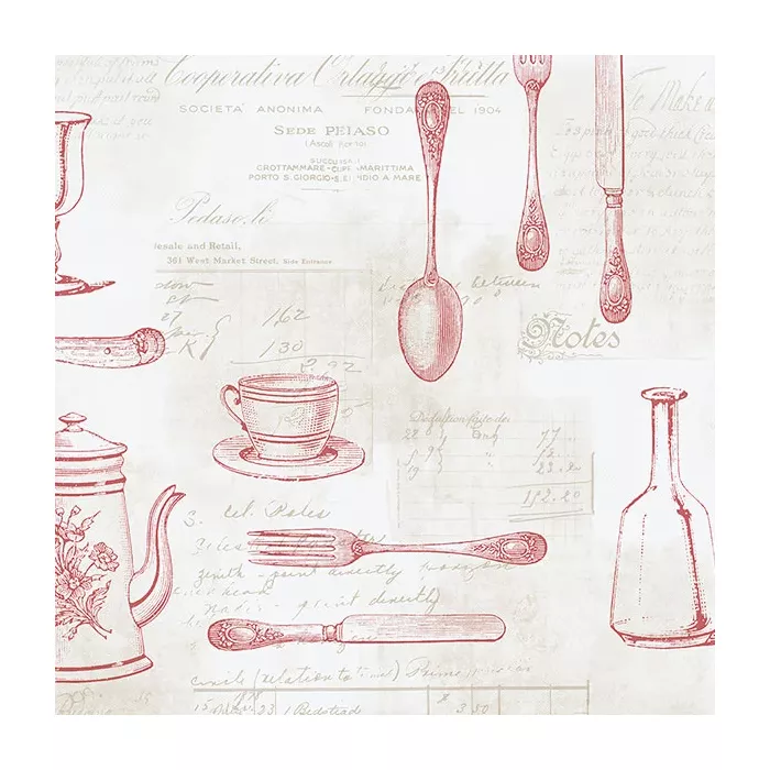 Cutlery Sidewall Wallpaper Red, Tan Norwall Wallcovering KE29938