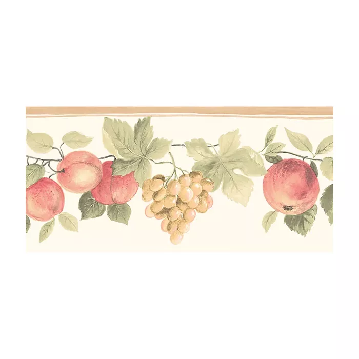 Hybrid Fruit Wallpaper Border Beige, Green, Red Norwall Wallcovering KC78350DC