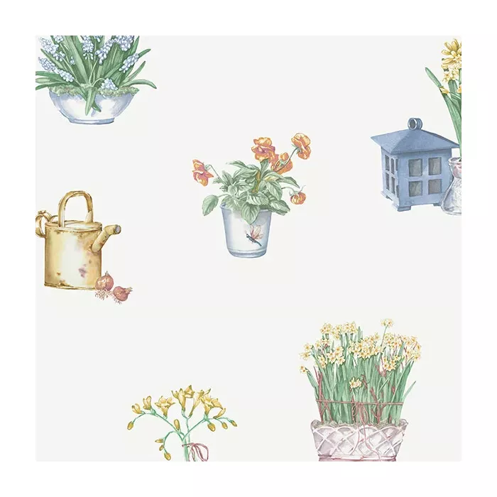 Gardening Sidewall Wallpaper Blue, Yellow, Green Norwall Wallcovering KE29919