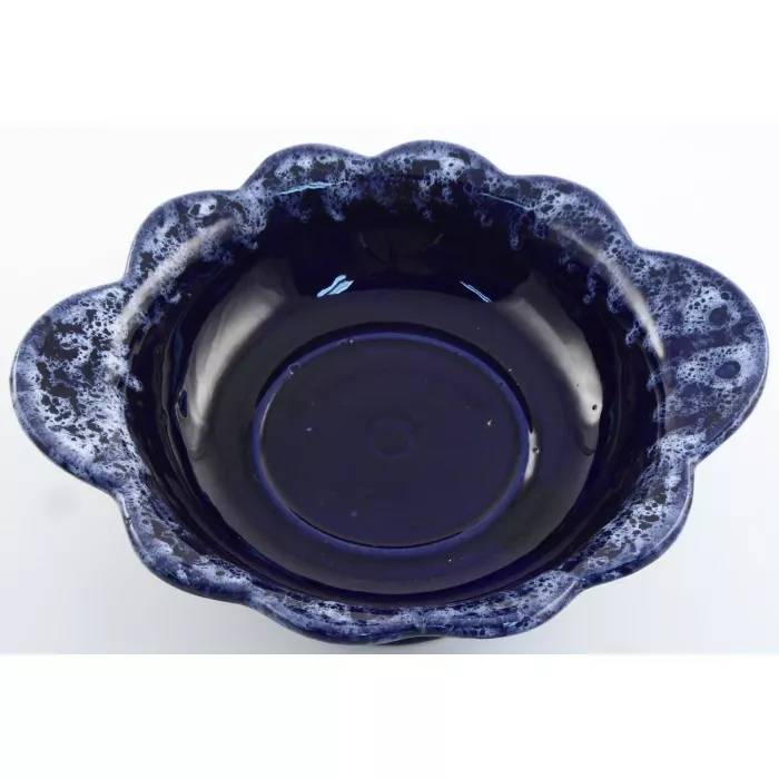 Spongeware Pottery Pitcher and Basin - Dark Blue - 7" Tall