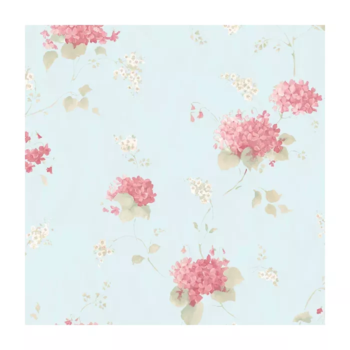 Hortensia Trail Wallpaper Teal, Pink Norwall Wallcovering PP35507