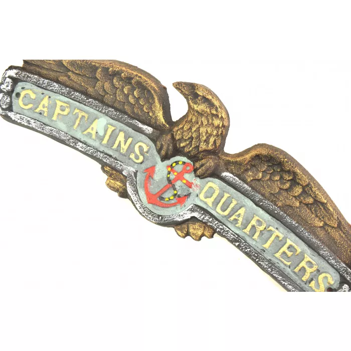 Cast Iron Indoor / Outdoor Plaque - Captain's Quarters - Painted