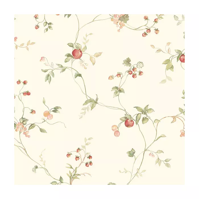 Mini Fruit Trail Wallpaper Red, Green, Cream Norwall Wallcovering KC28535