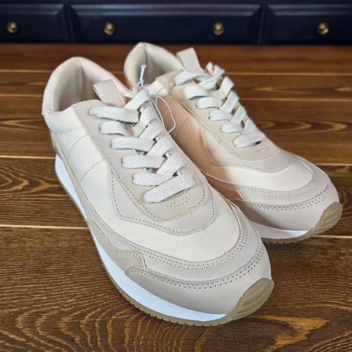 Courtney Sneakers Memory Foam Insole Shoes Light Beige Brown SZ 7.5