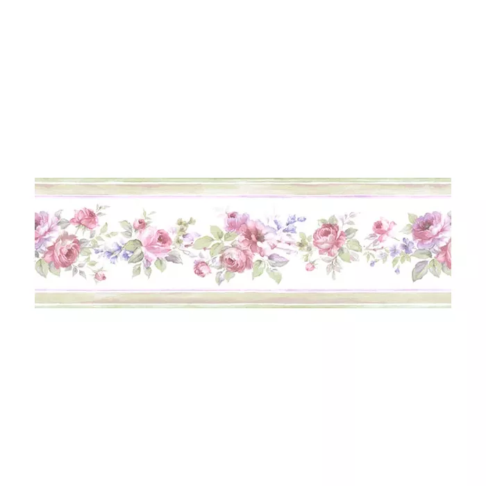 White Wedding Wallpaper Border Pink, Green, Purple, Pale Green Norwall Wallcovering PR79653