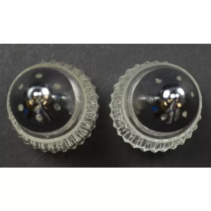 Clear Glass Ribbed Pattern Salt & Pepper Shakers With Silver Lids - 2.5" Tall