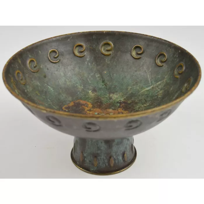 Decorative Footed Pedestal Metal Bowl - 5" Tall