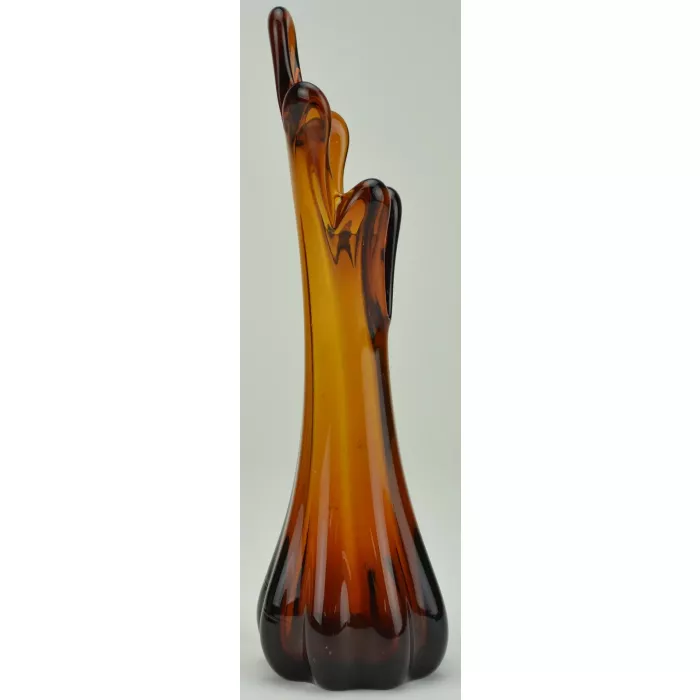 Amber Art Glass Stretch Vase - 11" Tall
