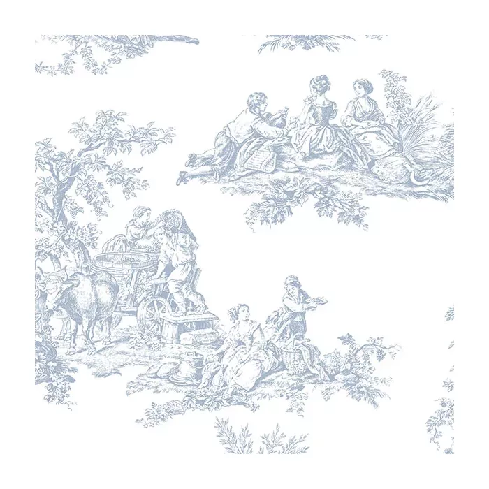 Romantic Toile Wallpaper Light Blue, white Norwall Wallcovering CH22510