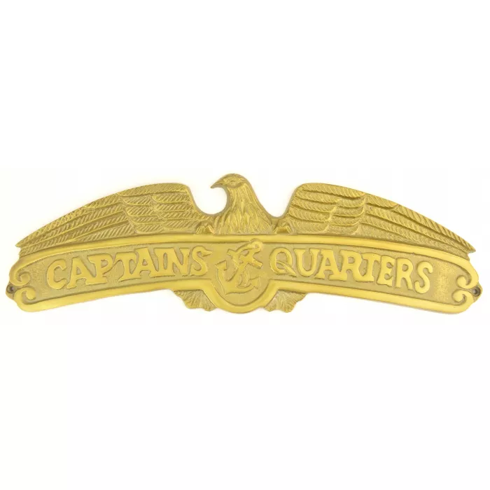 Cast Iron Indoor / Outdoor Plaque - Captain's Quarters - Brass Over Aluminum