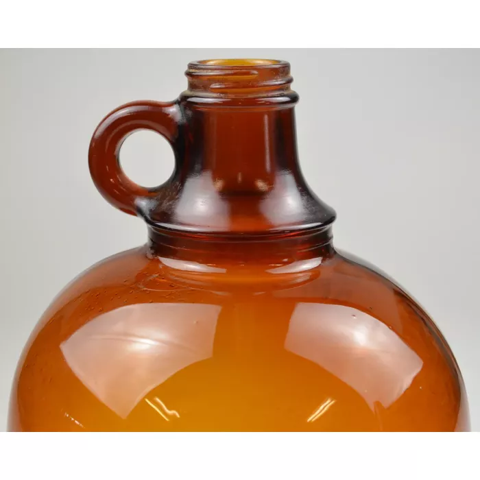 Vintage One Gallon Brown Glass Handled Jug - No. E1001 - 11.5" Tall